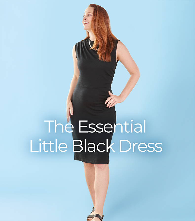 The Essential Little Black Dress. Featuring a black ribbed knit dress!