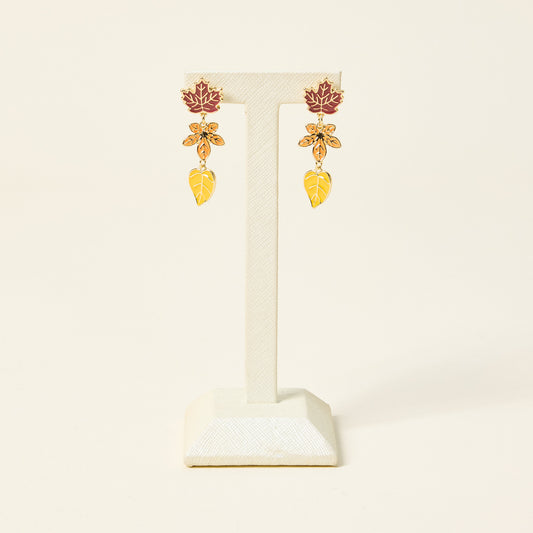 Falling Leaves Drop Post Back Earrings