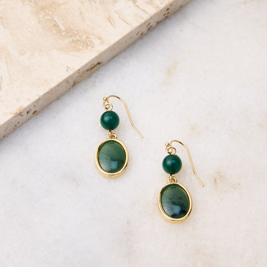 Green Dainty Drop Earrings