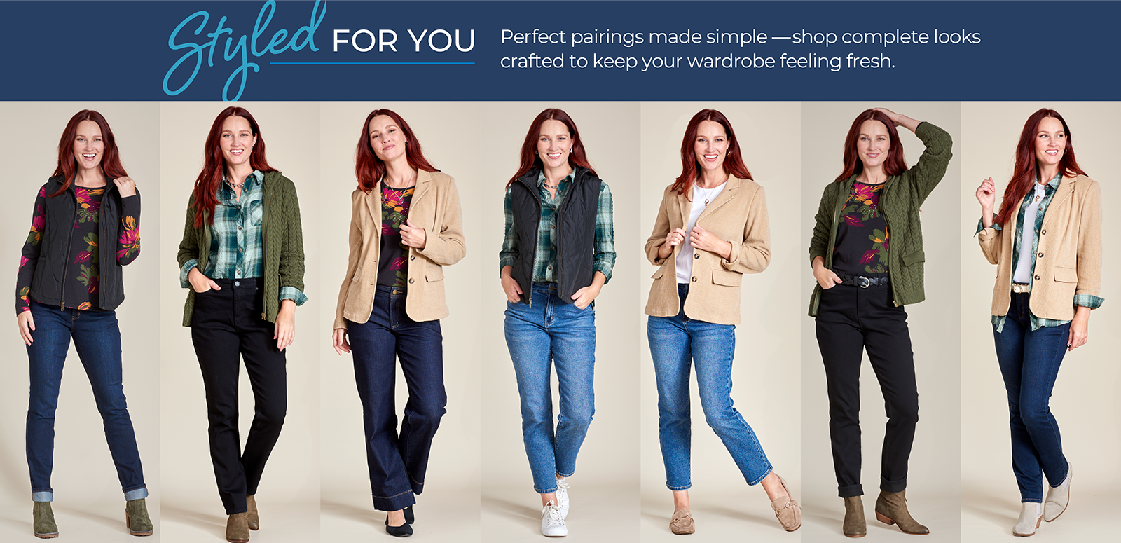 Styled for You: Perfect pairings made simple —shop complete looks crafted to keep your wardrobe feeling fresh. Featuring an assortment of versatile tops and bottoms!