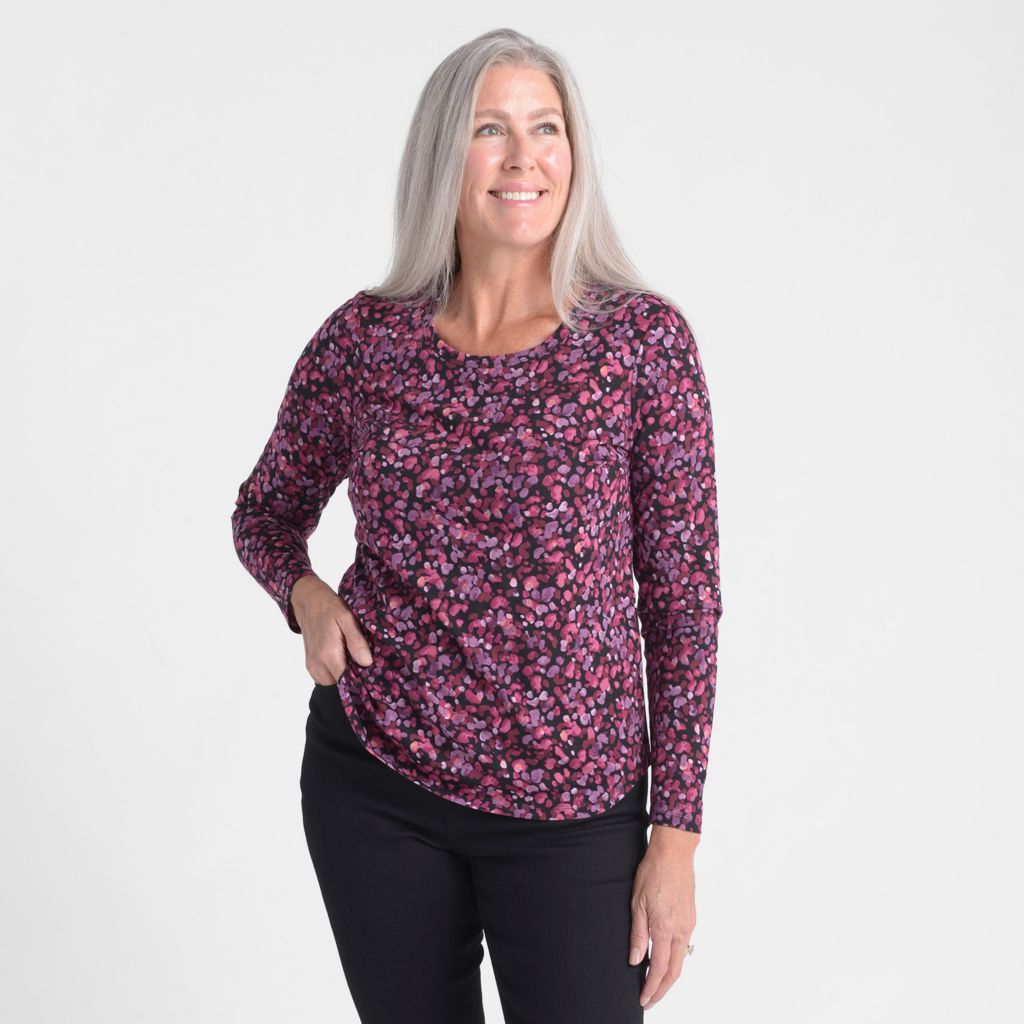 Relaxed Restyled Dot Printed Curved Hem Tee