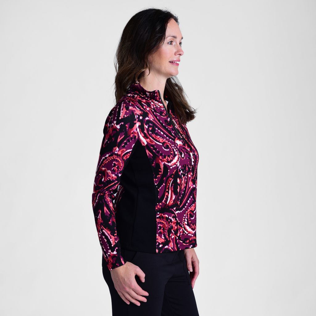 Relaxed Restyled Quarter Zip Mock Neck Top