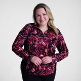 Relaxed Restyled Quarter Zip Mock Neck Top