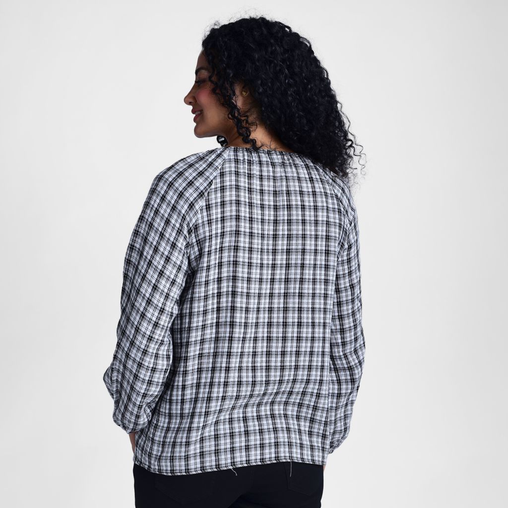 Lightweight Plaid Long Sleeve Blouse