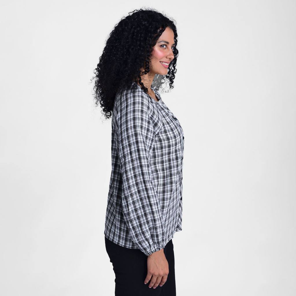 Lightweight Plaid Long Sleeve Blouse