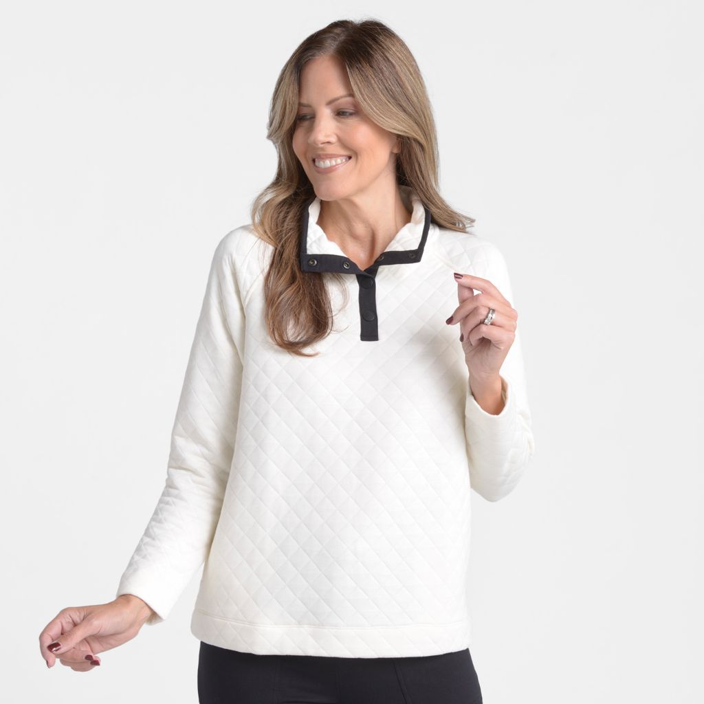 Relaxed Restyled Quilted Mock Neck Top