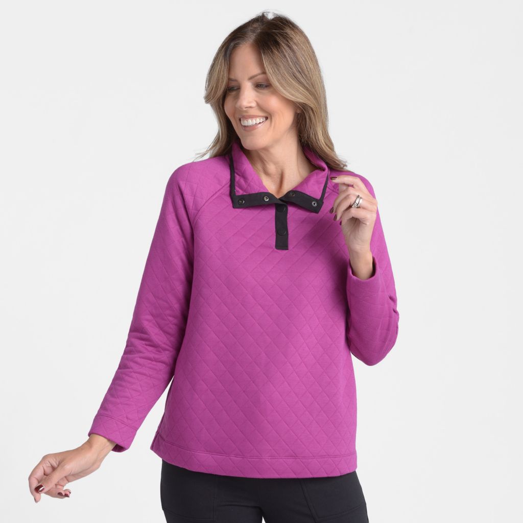 Relaxed Restyled Quilted Mock Neck Top