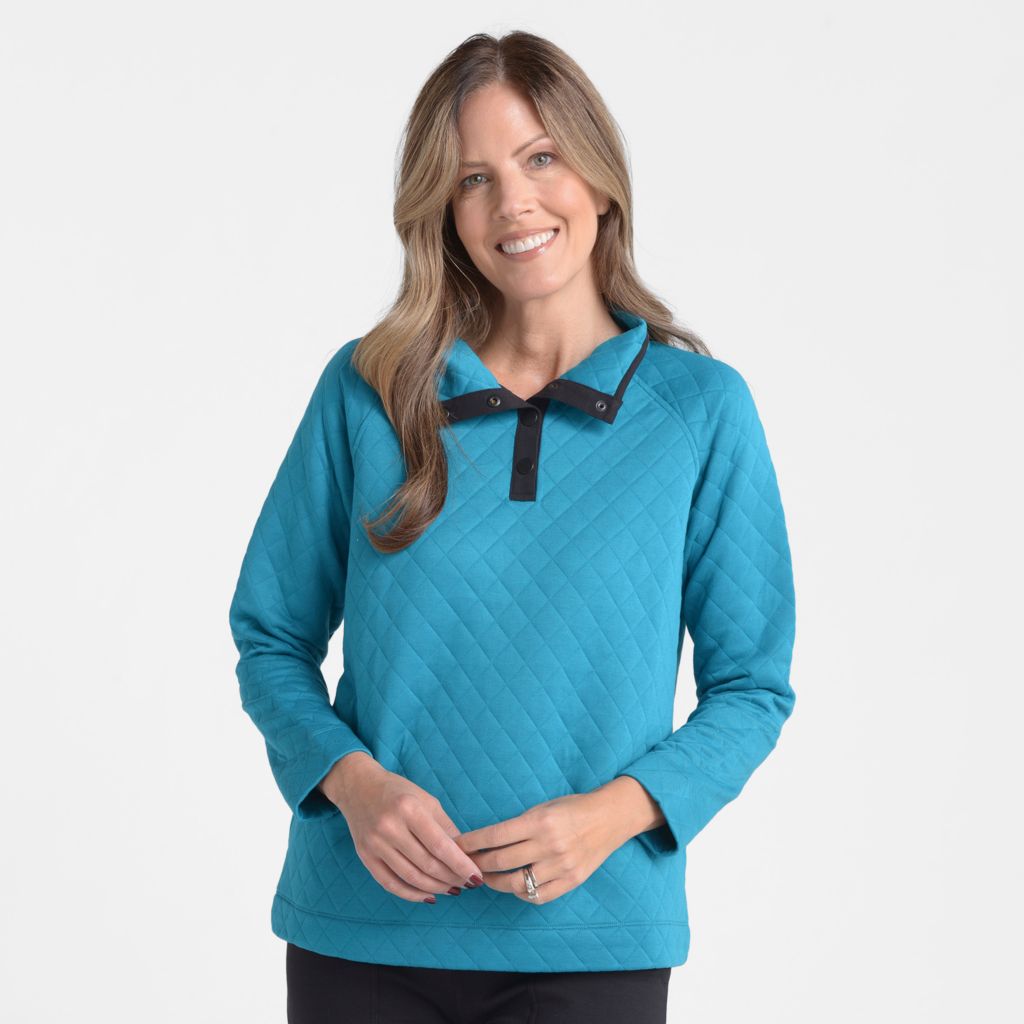 Relaxed Restyled Quilted Mock Neck Top