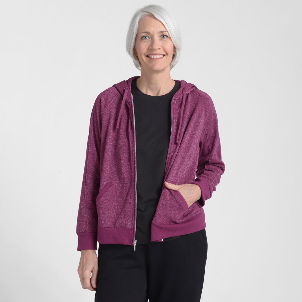 Relaxed Restyled Sparkly Zip Up Hoodie