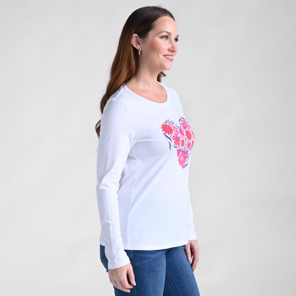 Floral Heart Print Long Sleeve Tee