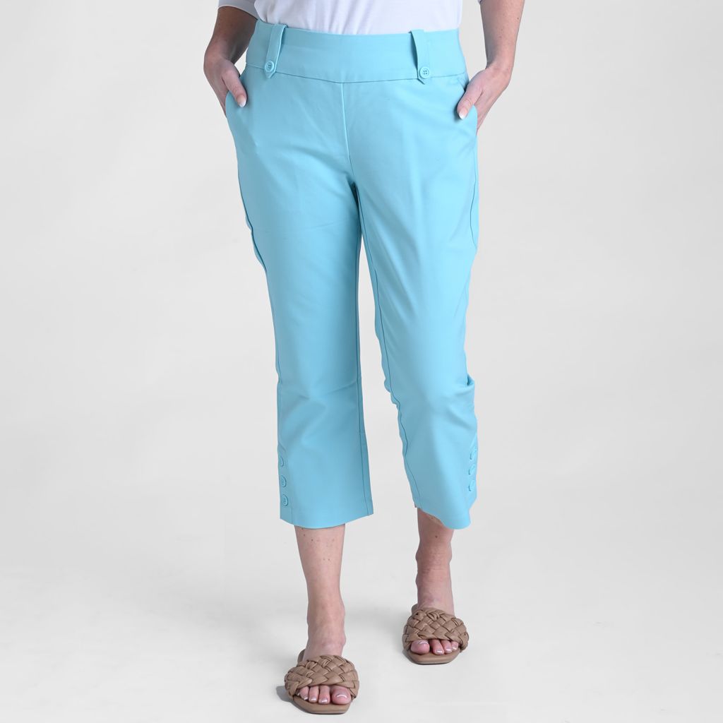 Signature Slimming Button Detail Pull On Capri ANGEL BLUE