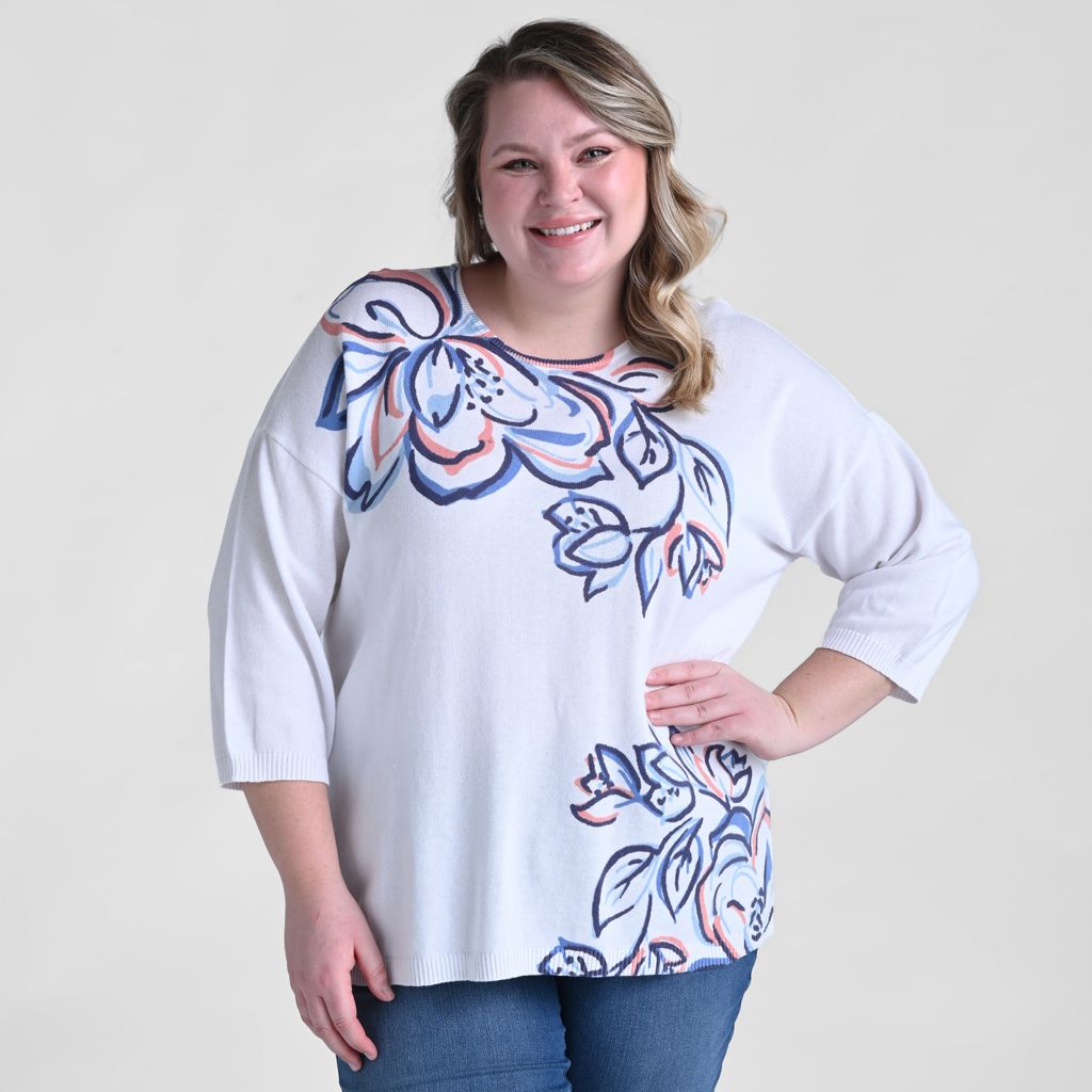 Printed Dolman Sleeve Sweater