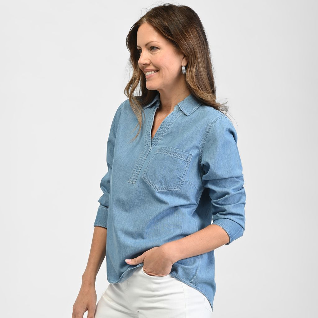 Long Sleeve Henley Neck Tunic