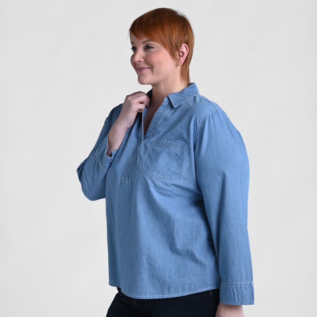 Long Sleeve Henley Neck Tunic