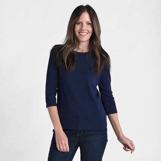 3/4 Sleeve Satin Trim Petite Perfect Tee
