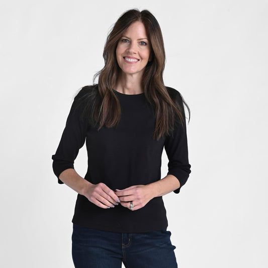 3/4 Sleeve Satin Trim Petite Perfect Tee