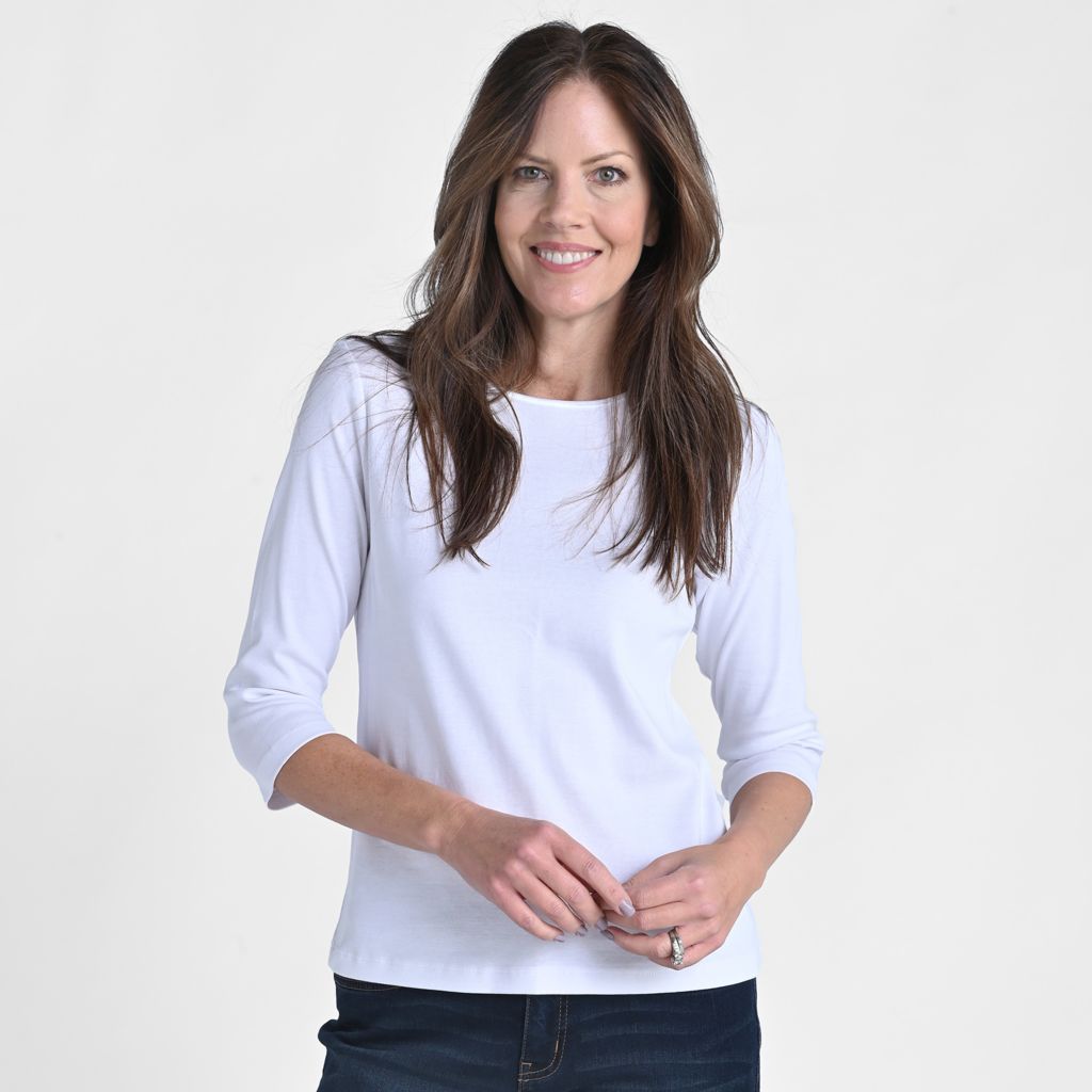 3/4 Sleeve Satin Trim Missy Perfect Tee