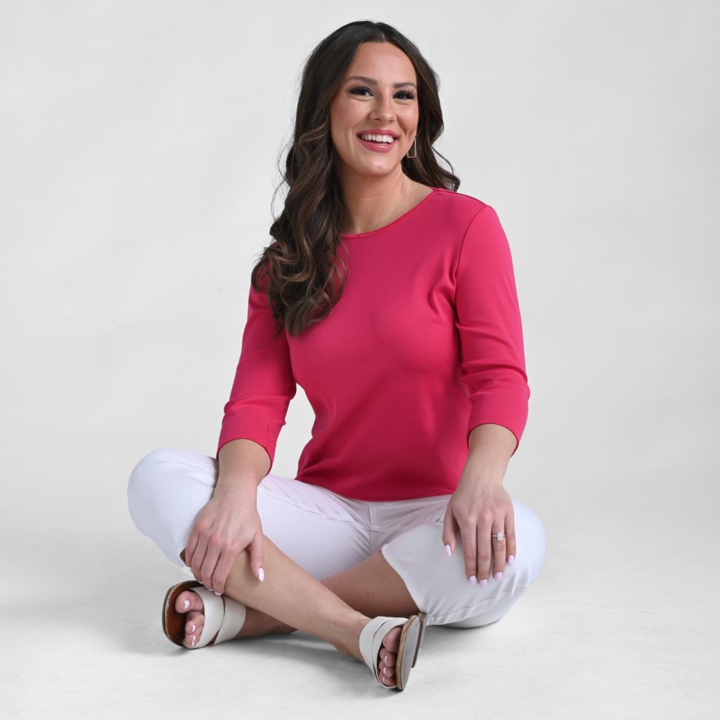 3/4 Sleeve Satin Trim Missy Perfect Tee