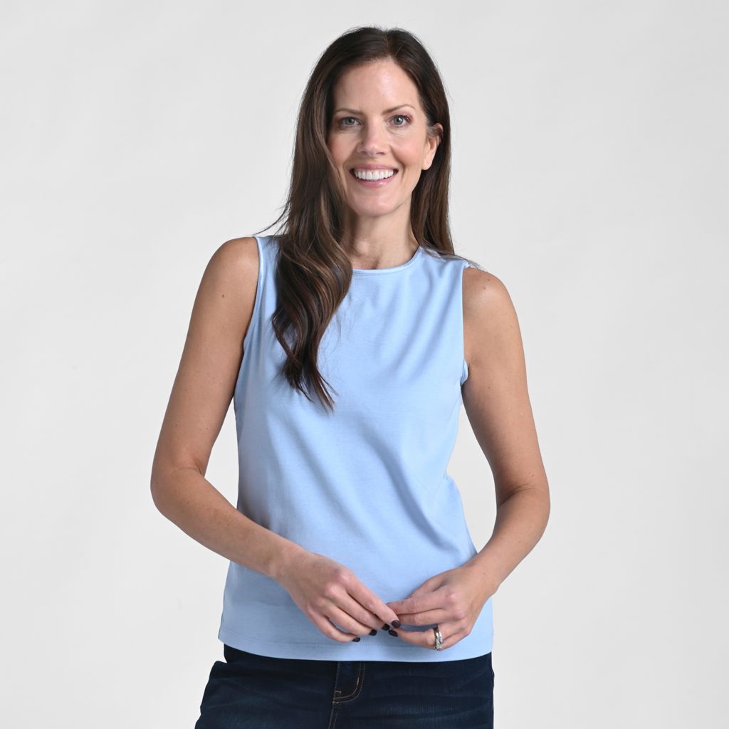 Sleeveless Crew Neck Satin Trim Missy Perfect Tank