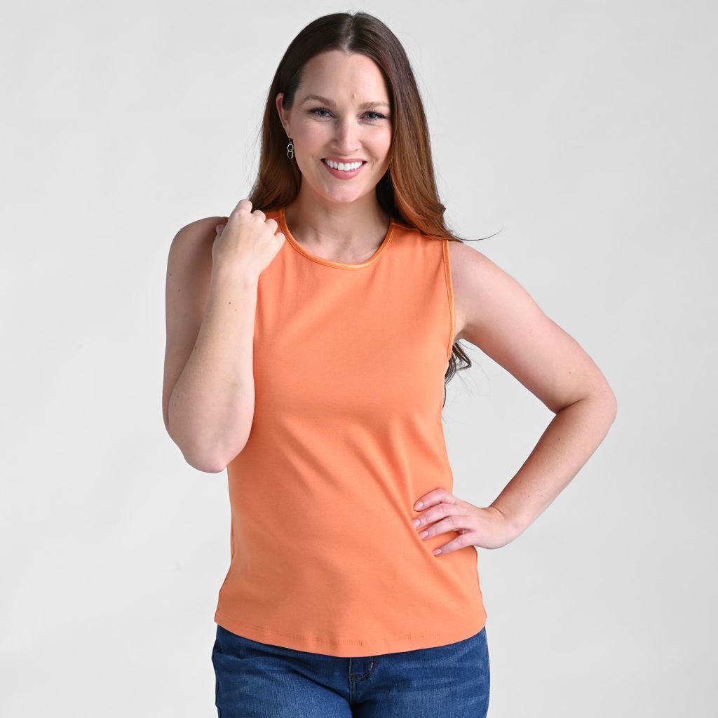 Sleeveless Crew Neck Satin Trim Missy Perfect Tank