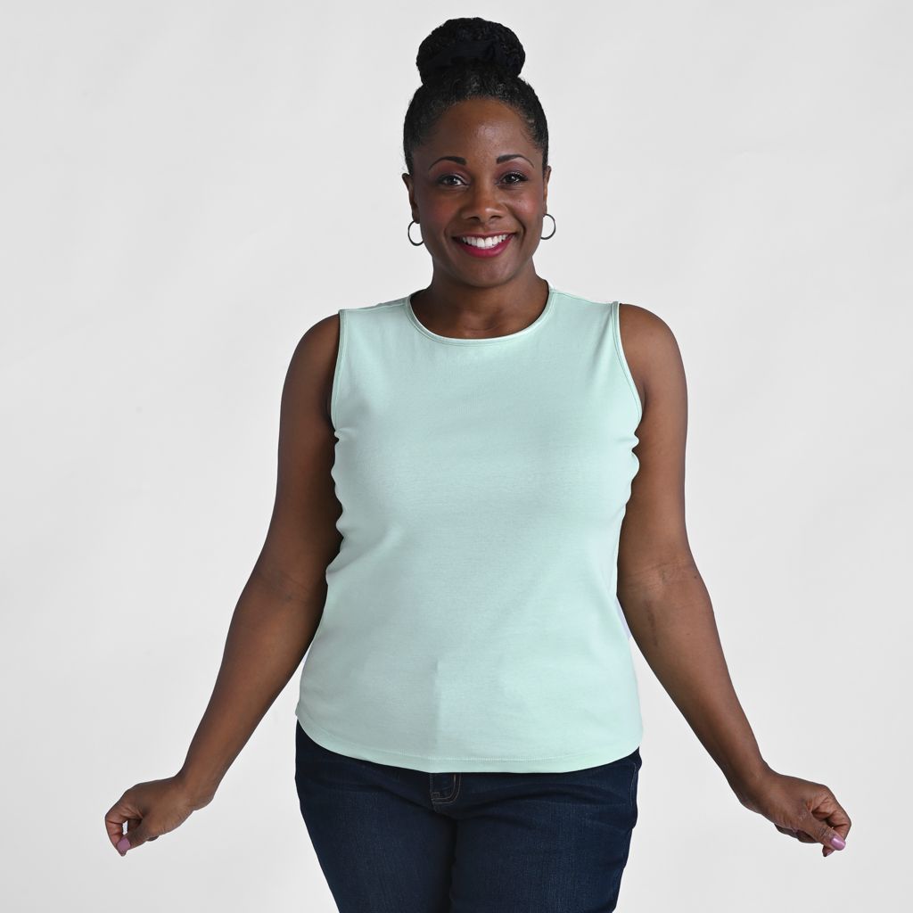Sleeveless Crew Neck Satin Trim Missy Perfect Tank