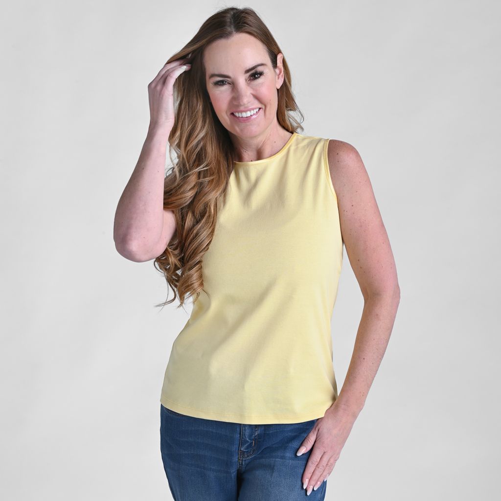 Sleeveless Crew Neck Satin Trim Missy Perfect Tank