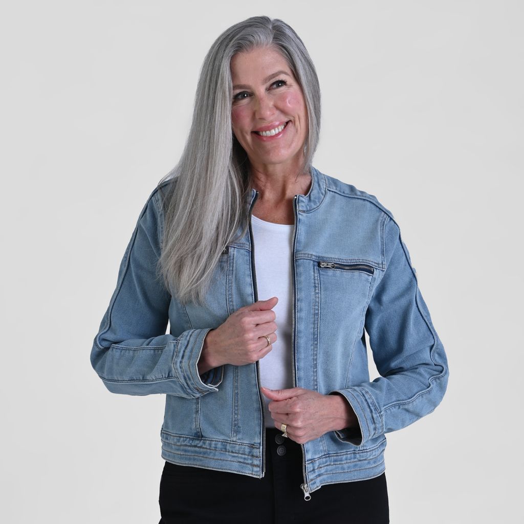 Light Wash Unzipped Detail Missy