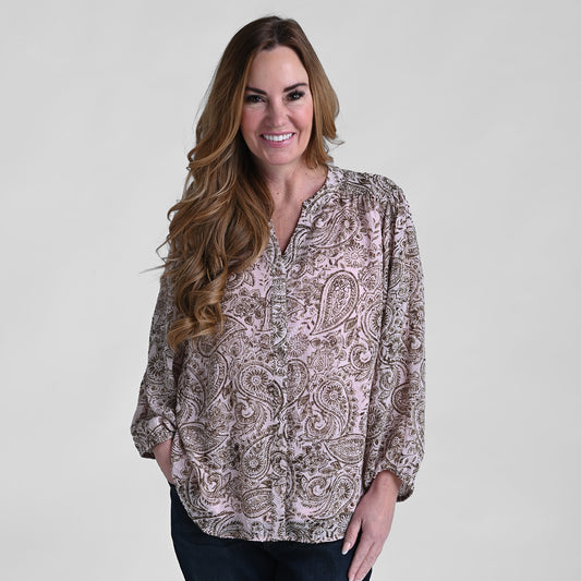 Printed Dolman Sleeve Blouse