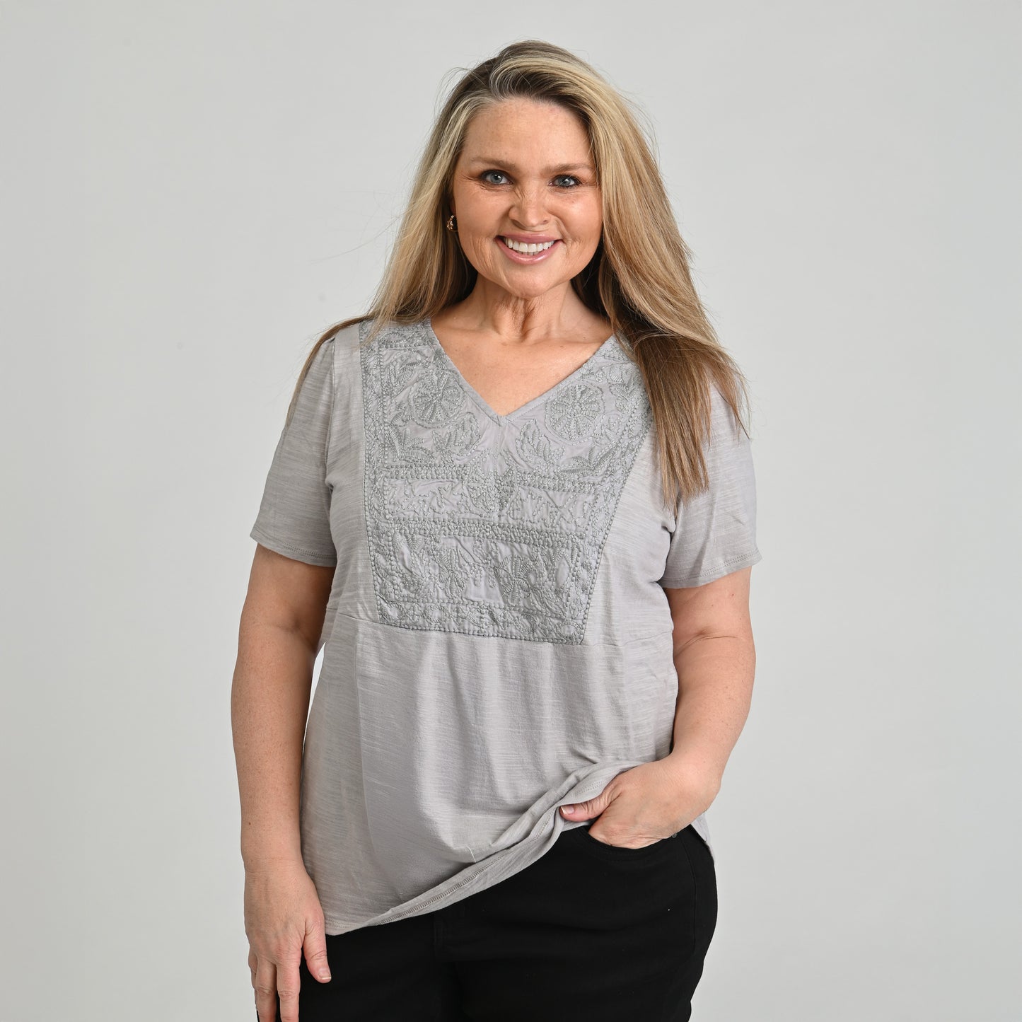 Limestone Grey Front Detail Women