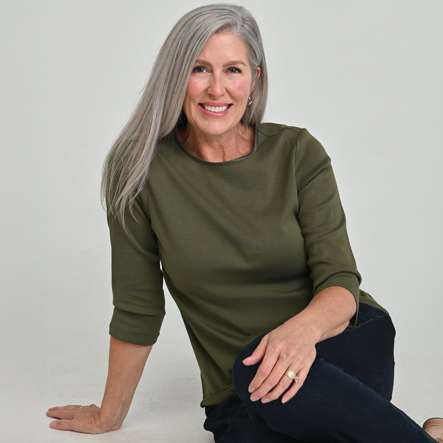 3/4 Sleeve Satin Trim Missy Perfect Tee