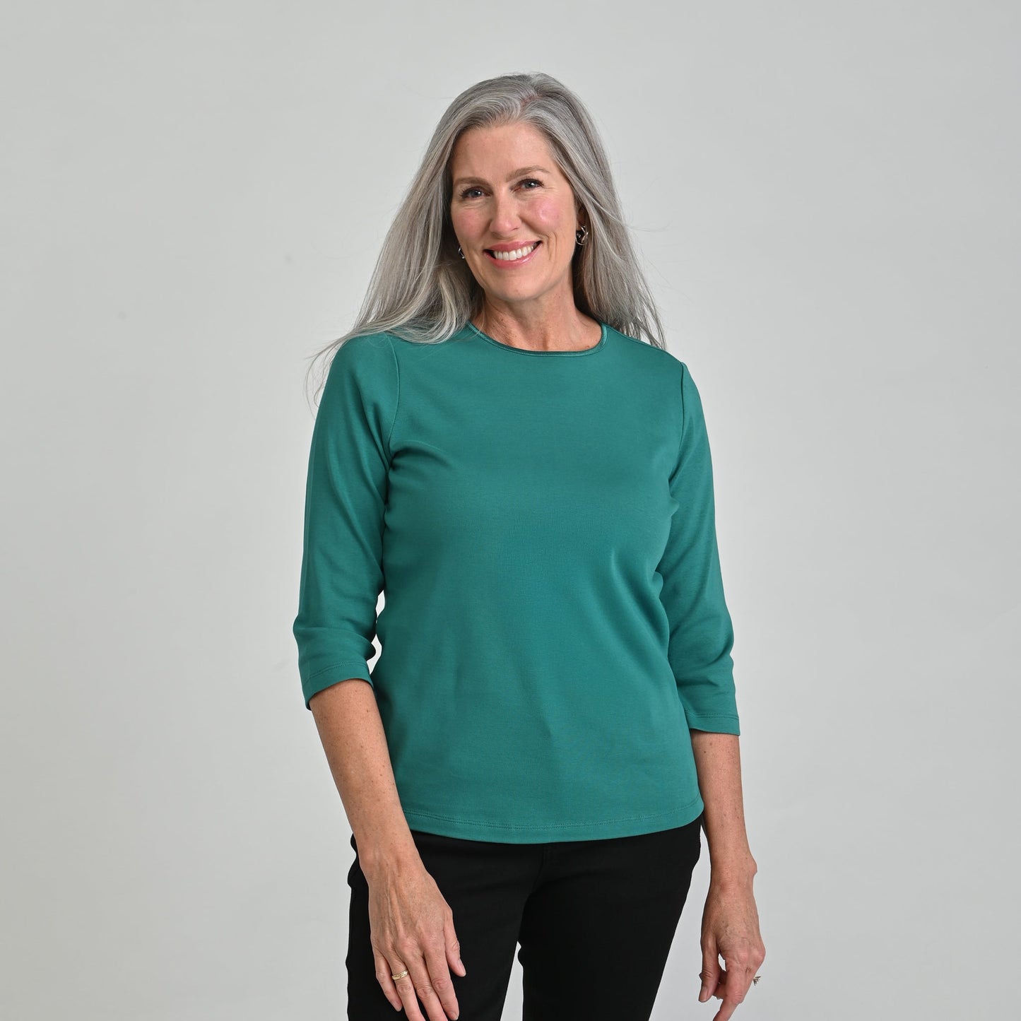 3/4 Sleeve Satin Trim Plus Size Perfect Tee