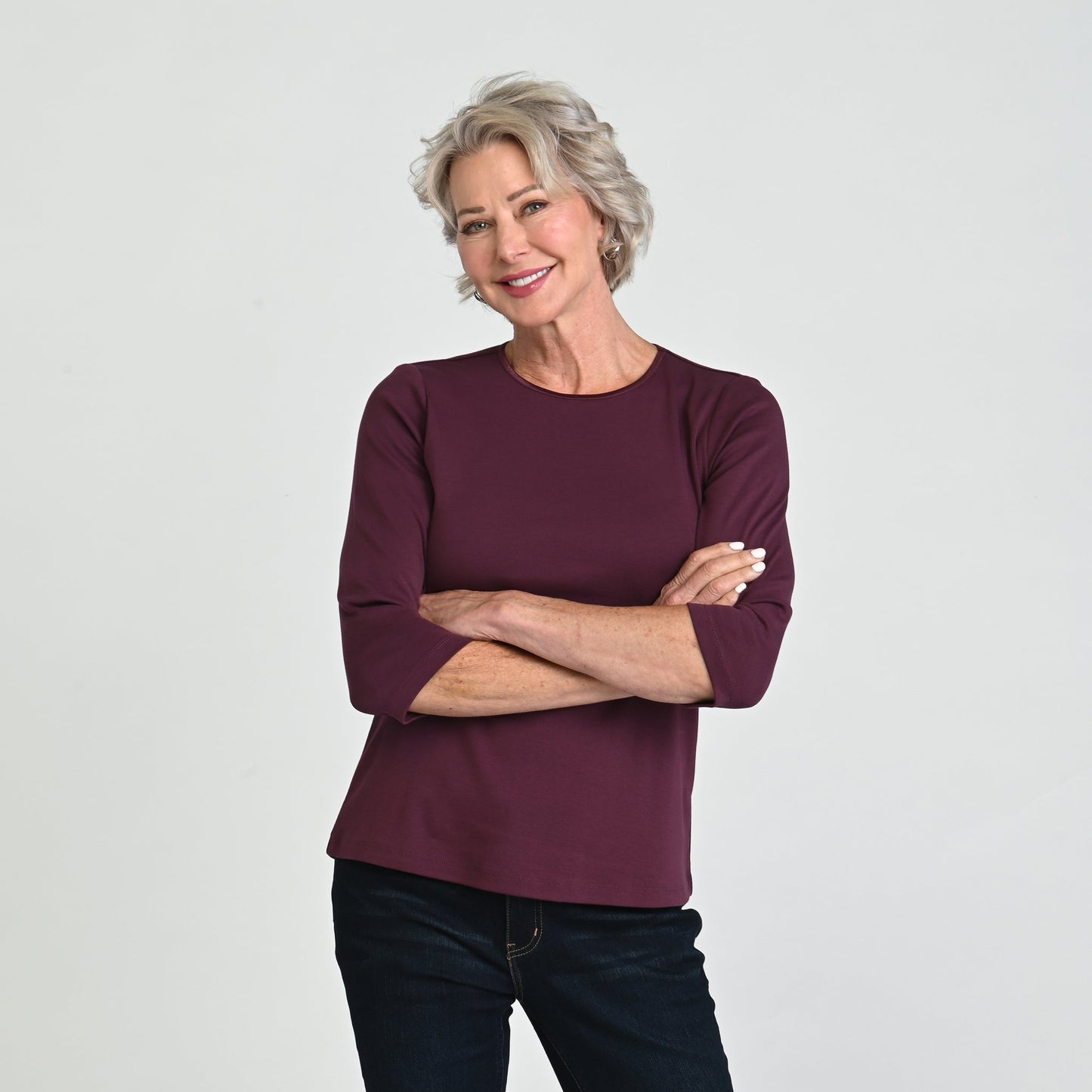 3/4 Sleeve Satin Trim Missy Perfect Tee