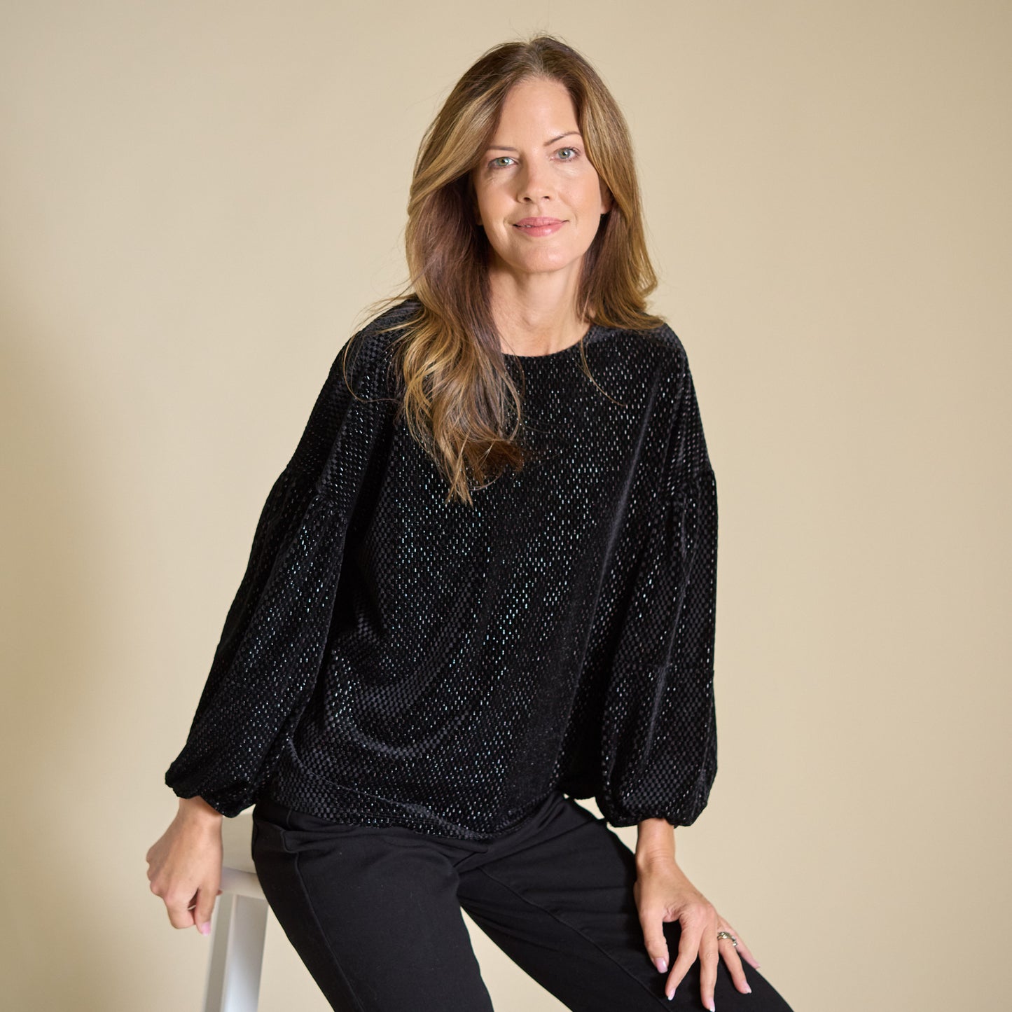 Sparkle Velvet Long Sleeve Top