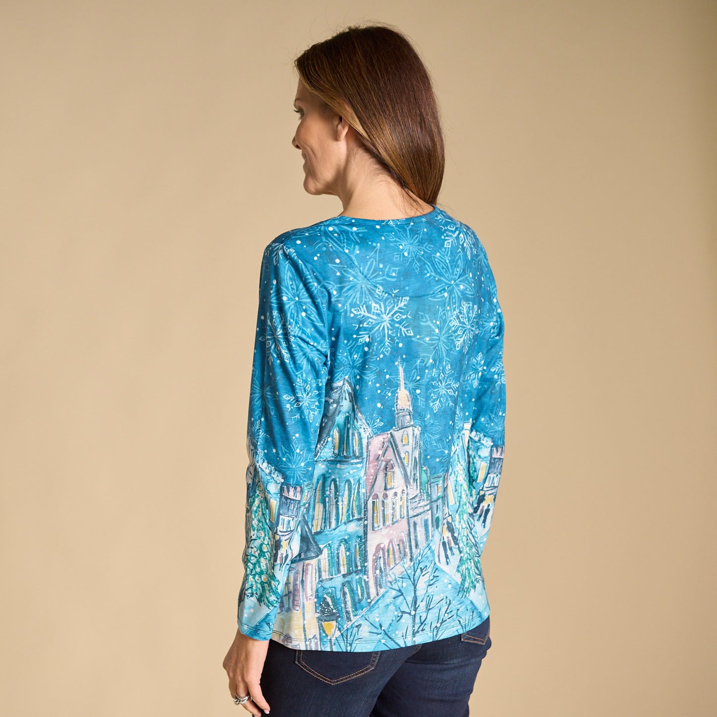 Winter Scenic Print Long Sleeve Tee