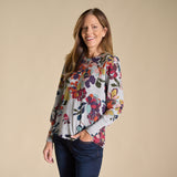 Floral Printed Button Side Long Sleeve Top