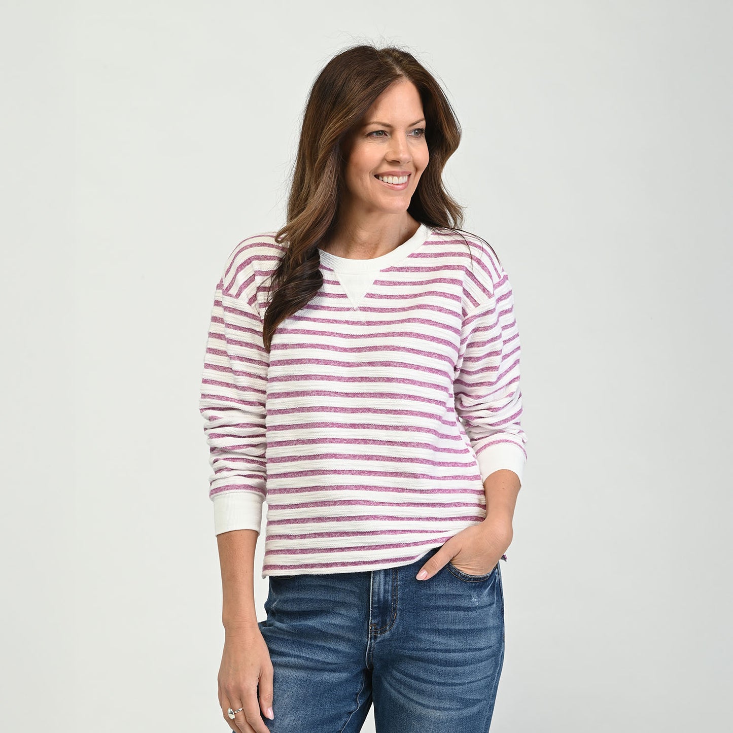 Textured Stripe Sweatshirt