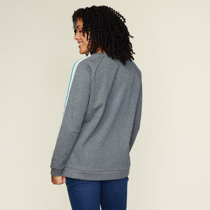 Relaxed Restyled Crochet Sleeve Detail Sweatshirt