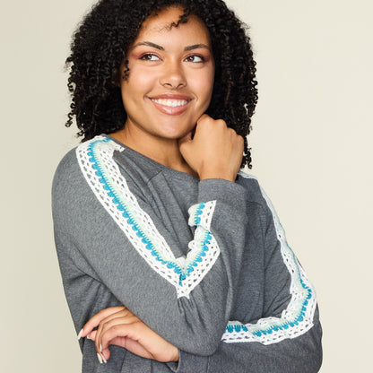 Relaxed Restyled Crochet Sleeve Detail Sweatshirt