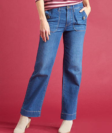 Explore our jeans! Featuring a relaxed fit denim.