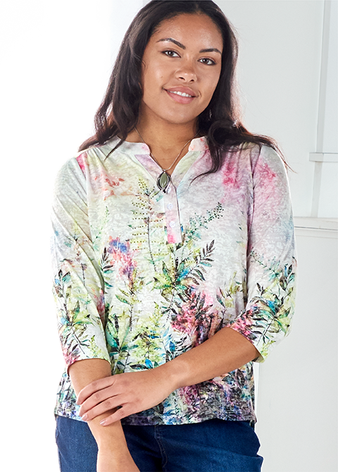 Featuring a green printed embellished tee!