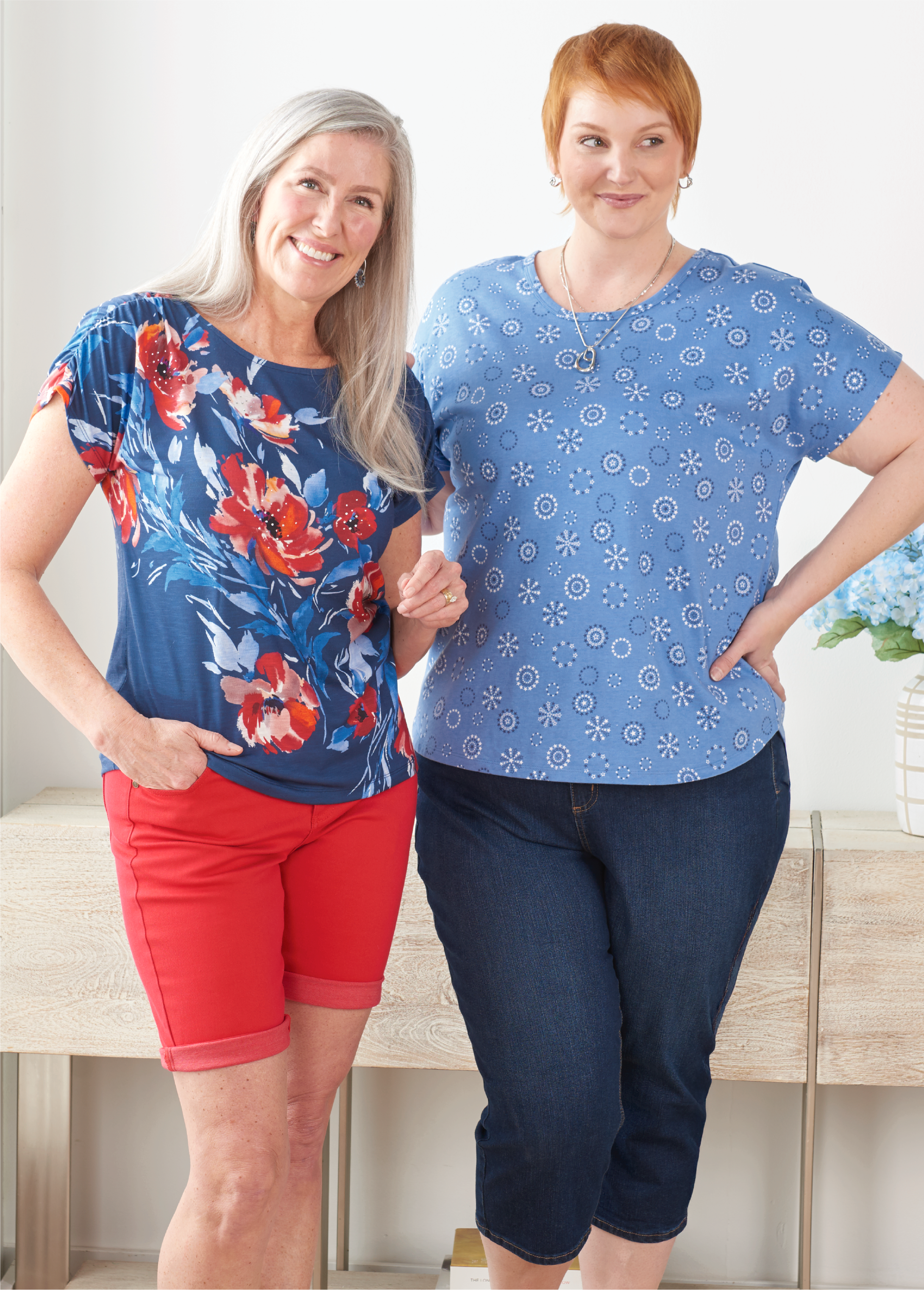 Limited Time! In-Store & Online: Memorial Day Sale: 30% Off All New Arrivals! Shop our vibrant knit tops and comfy shorts and capris!