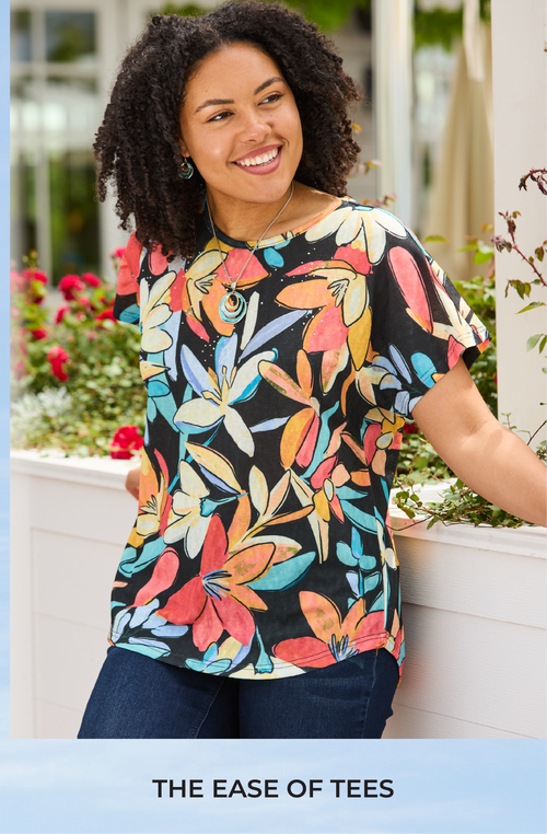 The Ease of Tees: Featuring a black embellished tee.