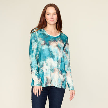 Relaxed Restyled Abstract Print Pocket Detail Tee