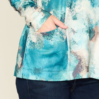 Relaxed Restyled Abstract Print Pocket Detail Tee