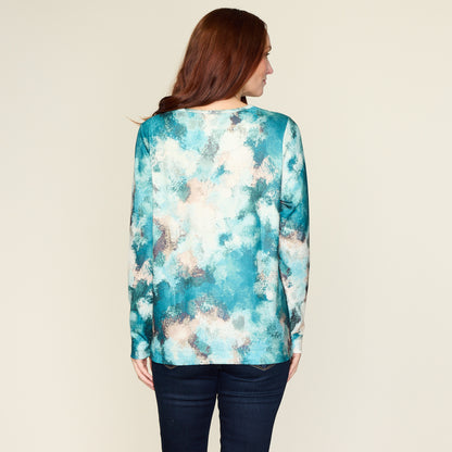 Relaxed Restyled Abstract Print Pocket Detail Tee