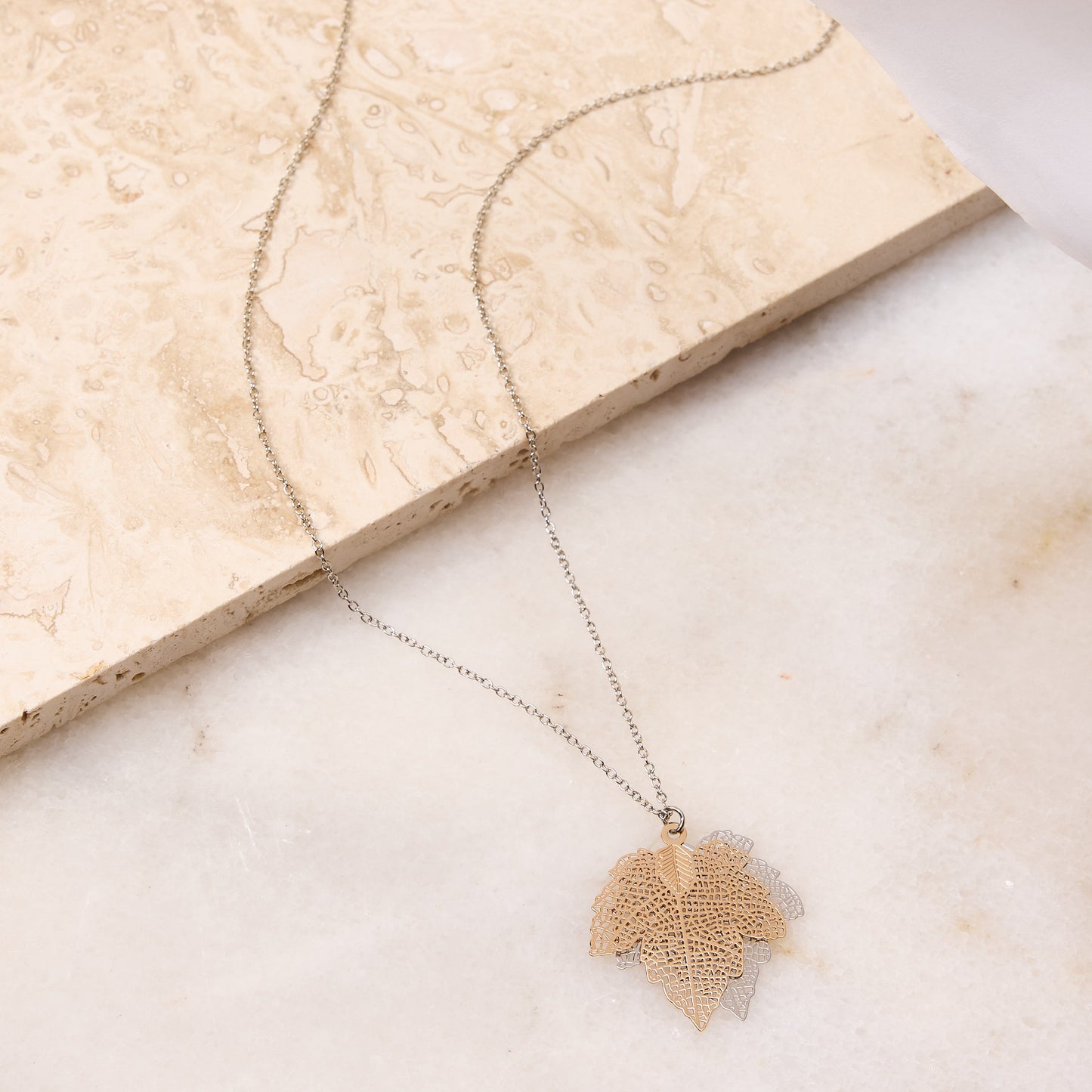 Metal Leaf Pendant Necklace