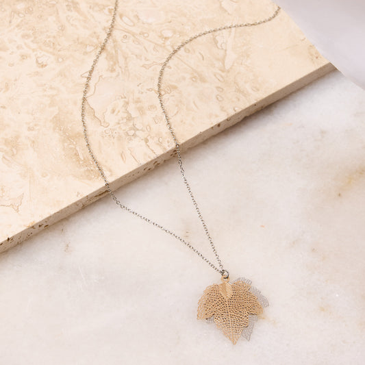 Metal Leaf Pendant Necklace