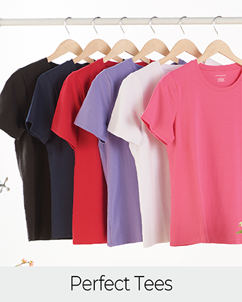 Explore our perfect tees! Featuring an assortment of the short sleeve perfect tee.