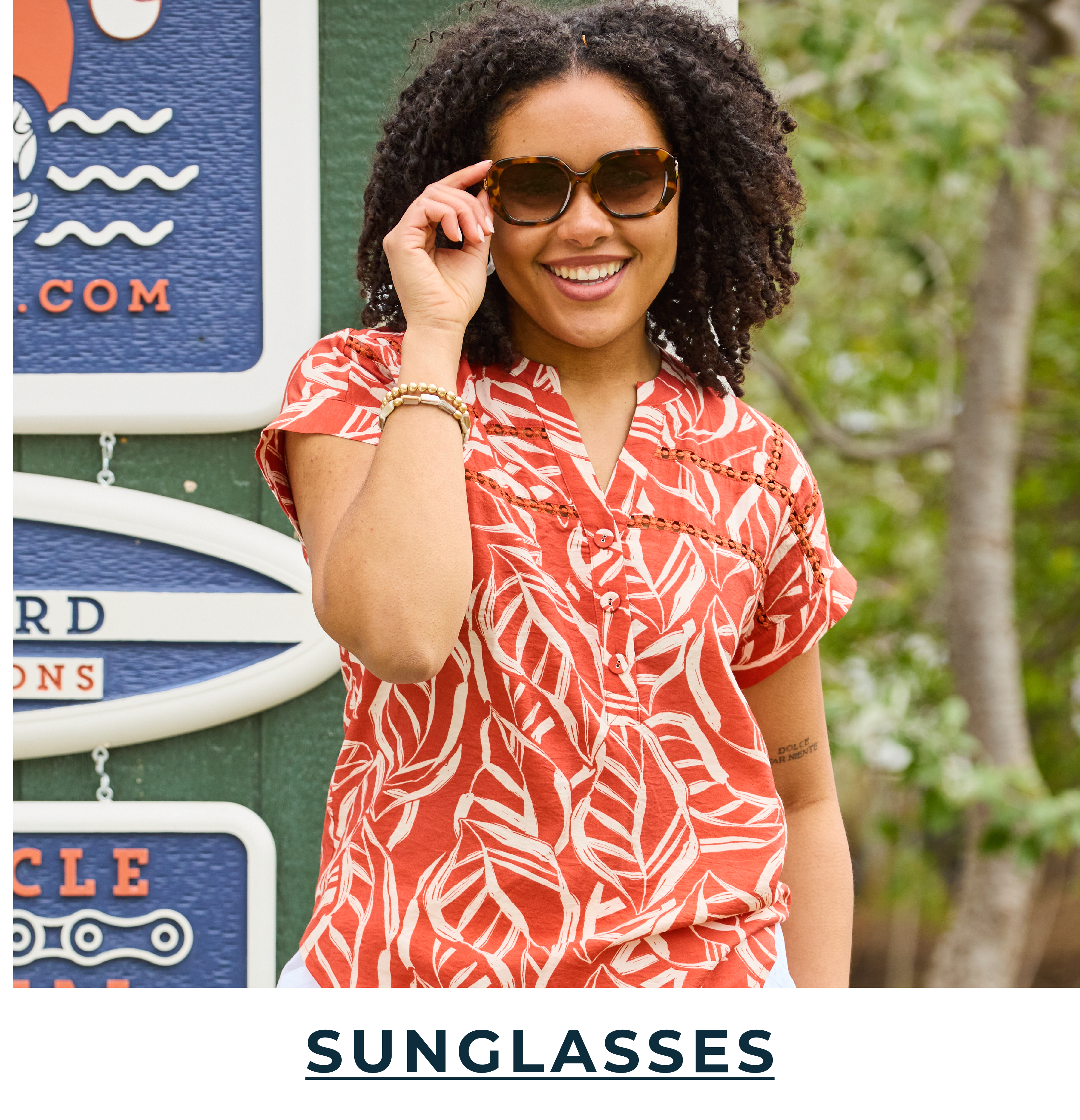 Explore our sunglasses! Featuring a tortoise square frame sunglasses.