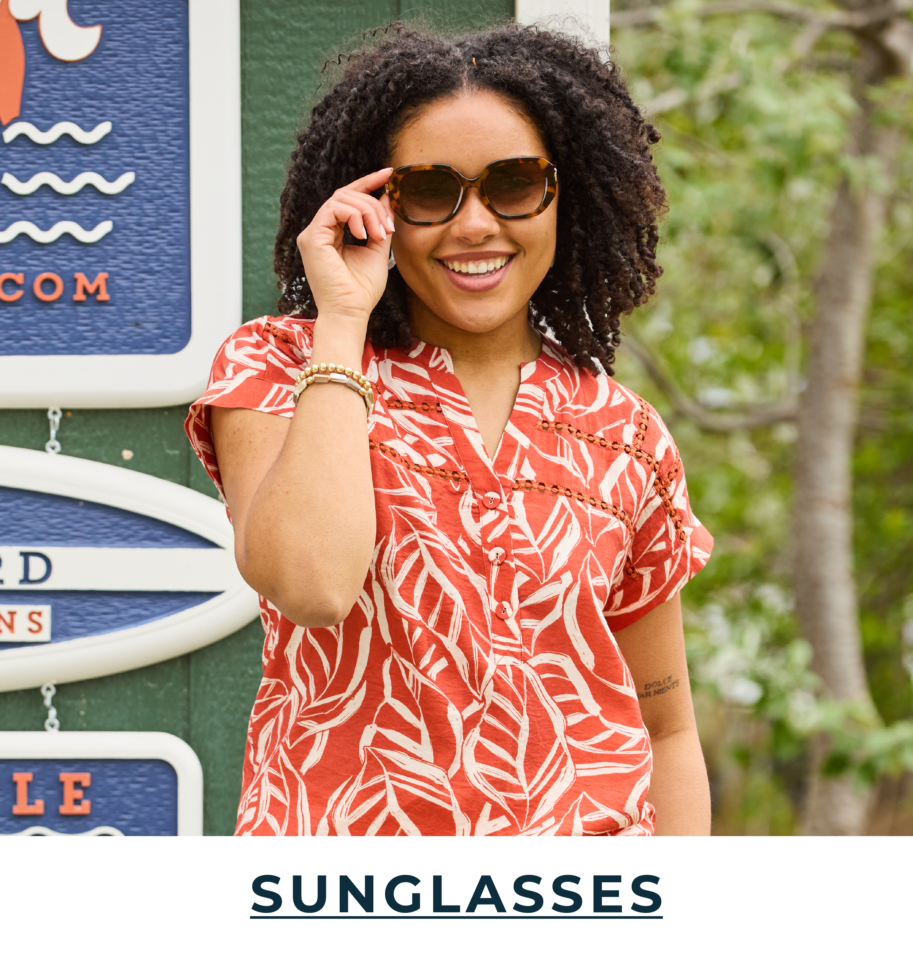 Explore our sunglasses! Featuring a tortoise square frame sunglasses.